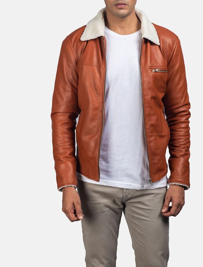 Dane Men's Tan Shearling Leather Jacket