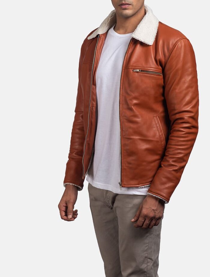 Dane Men's Tan Shearling Leather Jacket