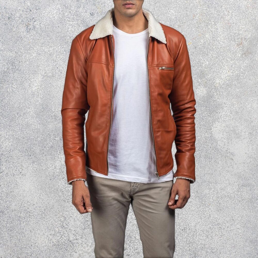 Dane Men's Sheepskin Tan Shearling Leather Jacket