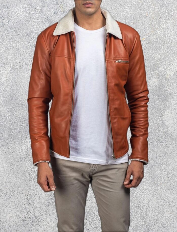 Dane Men's Sheepskin Tan Shearling Leather Jacket