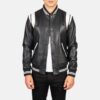 Vandro Black & White Leather Varsity Jacket for Men