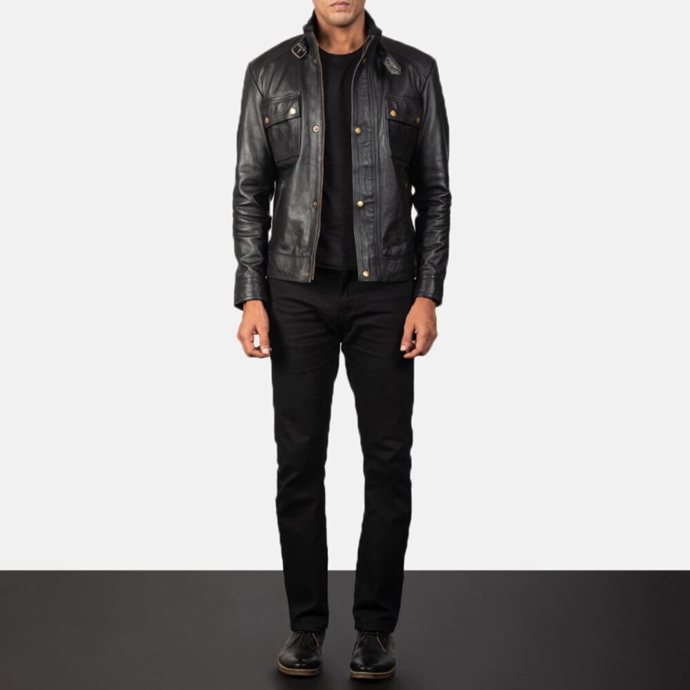 Darren Men's Black Leather Biker Jacket