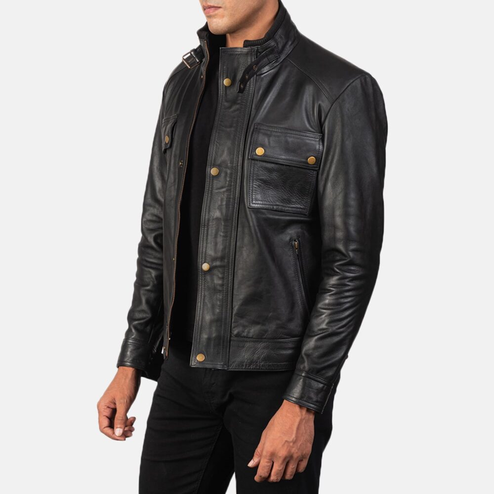 Darren Men's Black Leather Biker Jacket