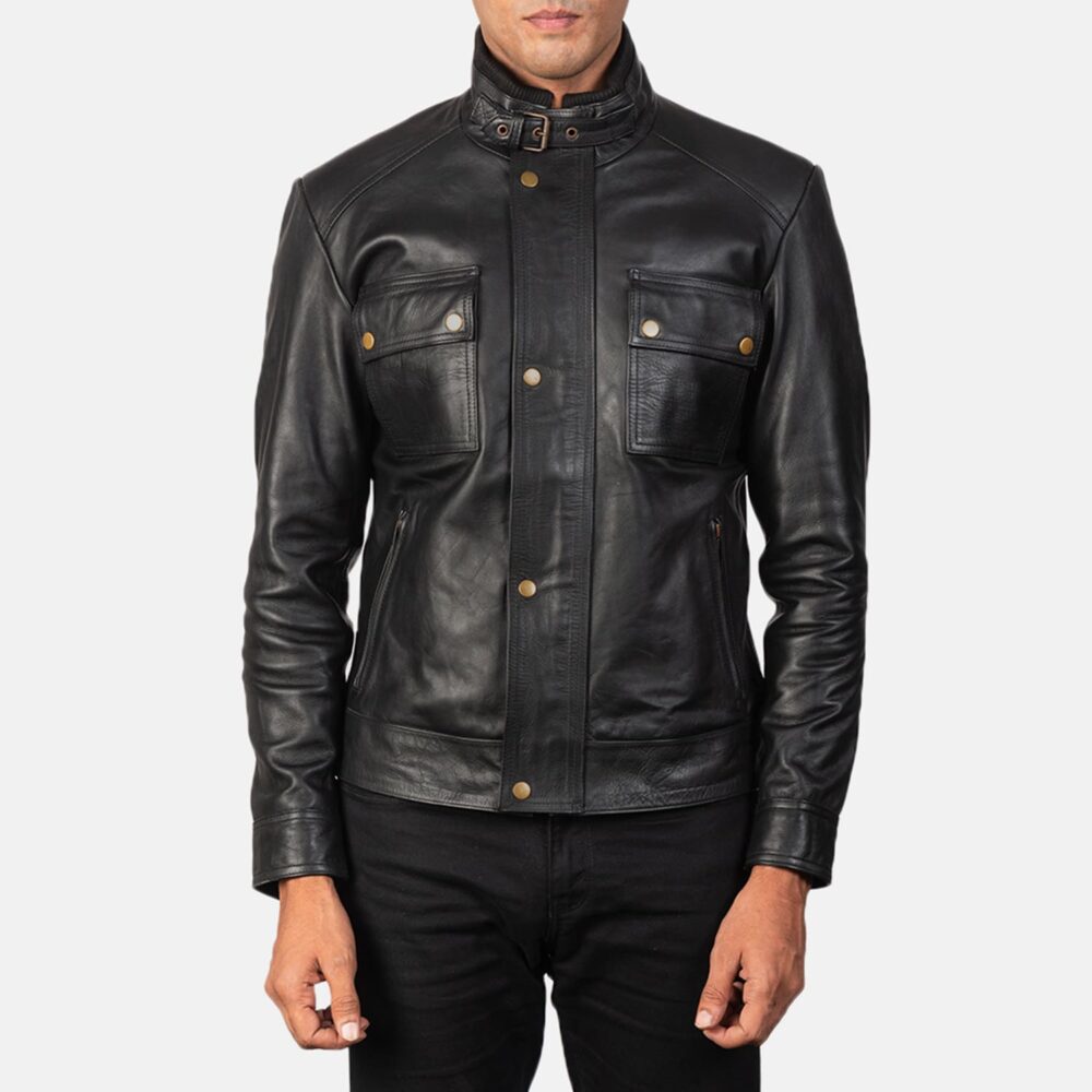 Darren Men's Black Leather Biker Jacket