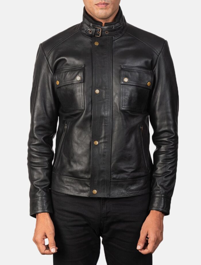 Darren Men's Black Leather Biker Jacket