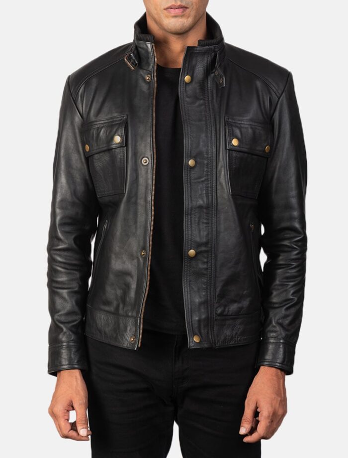 Darren Men's Black Leather Biker Jacket