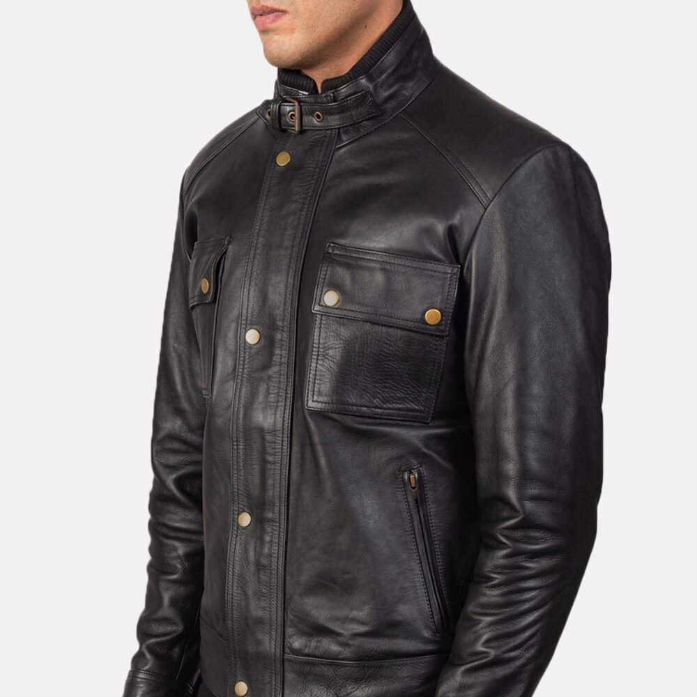 Darren Men's Black Leather Biker Jacket