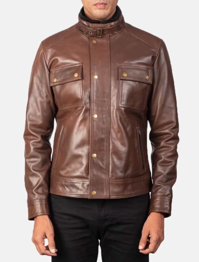 Darren Men's Brown Leather Biker Jacket