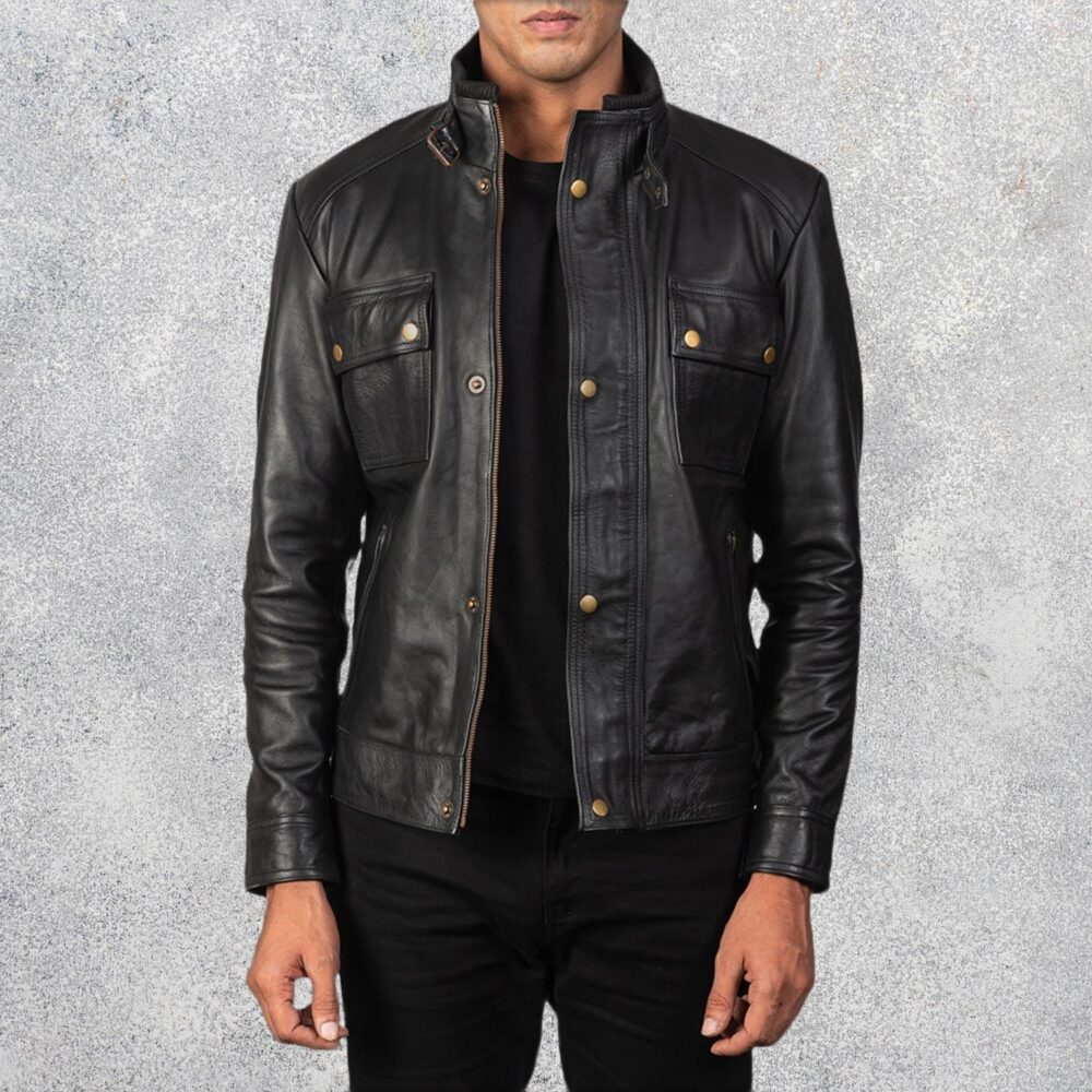 Darren Men's Black Leather Biker Jacket