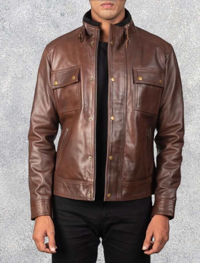 Darren Men's Brown Leather Biker Jacket