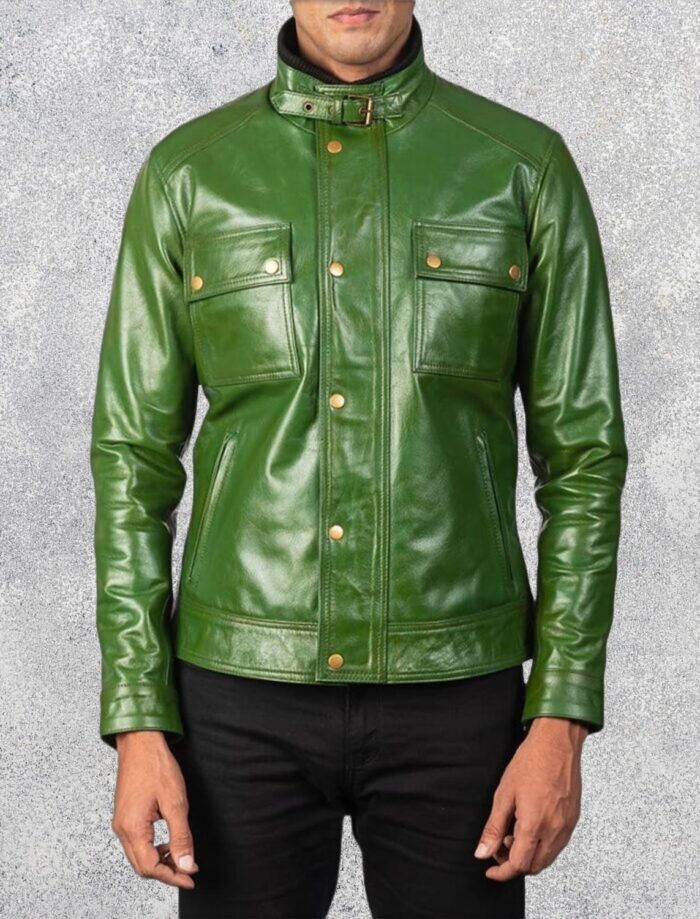 Darren-Mens-Distressed-Green-Leather-Biker-Jacket