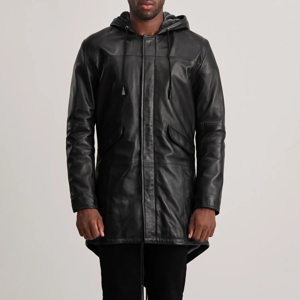 Ronan Black Leather Parka for Men