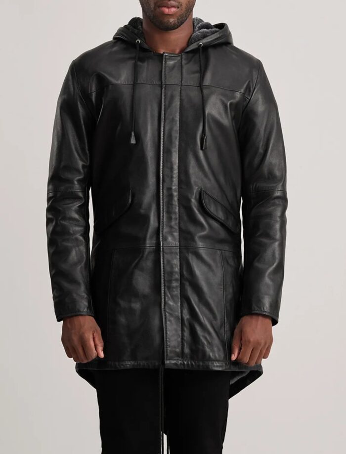 Ronan Black Leather Parka for Men