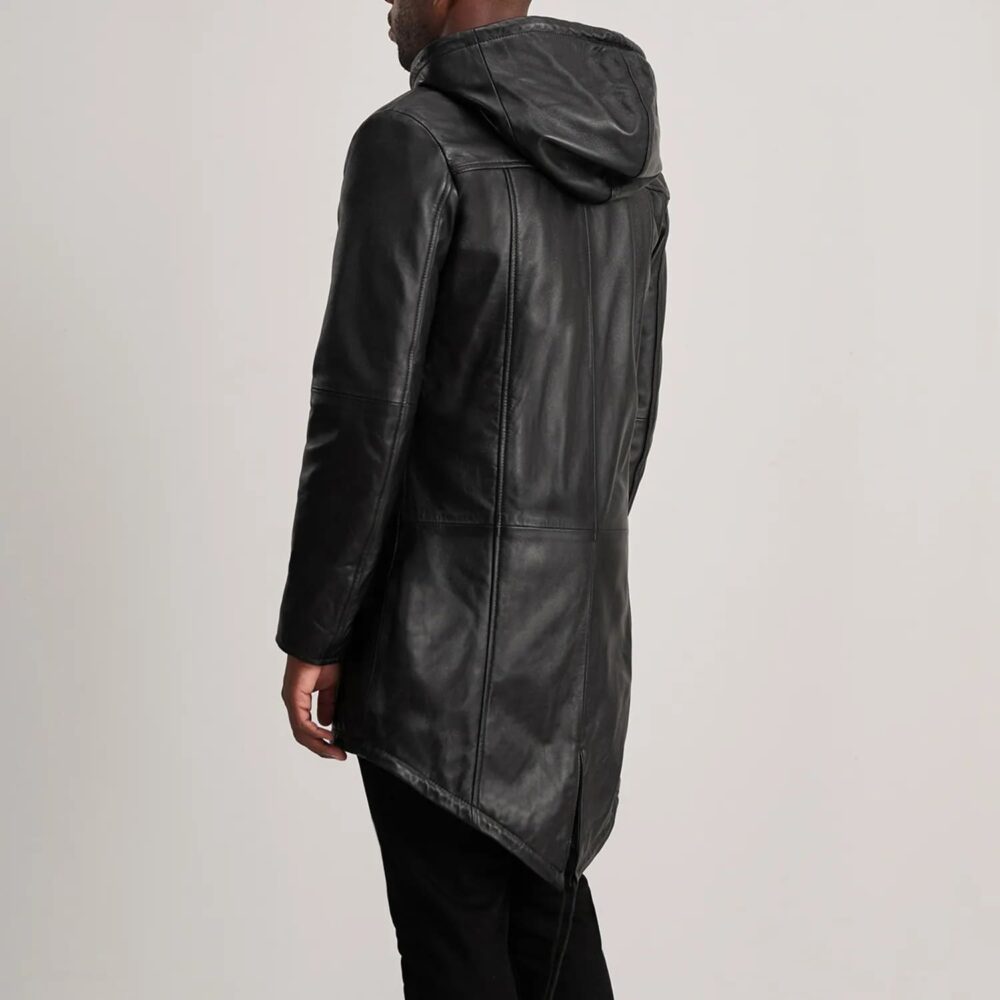 Ronan Black Leather Parka for Men