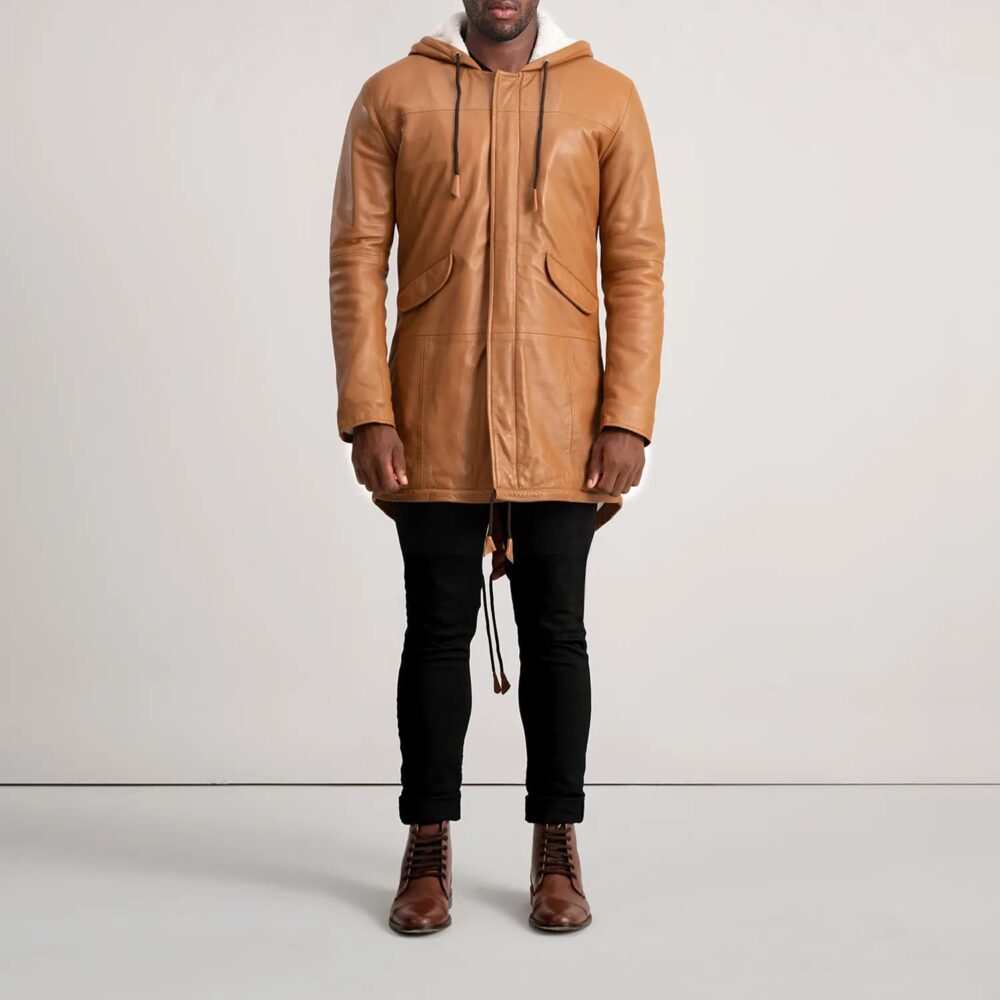 Ronan Tan Leather Parka for Men