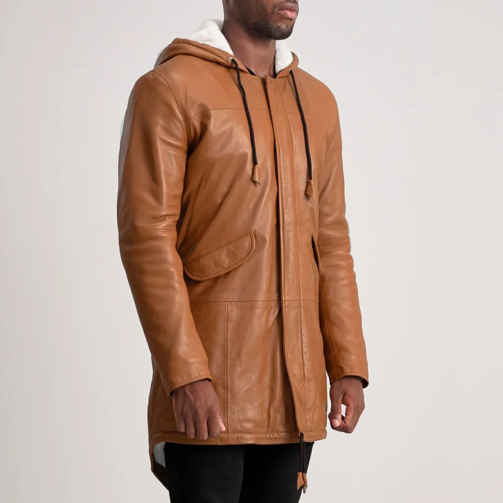 Ronan Tan Leather Parka for Men