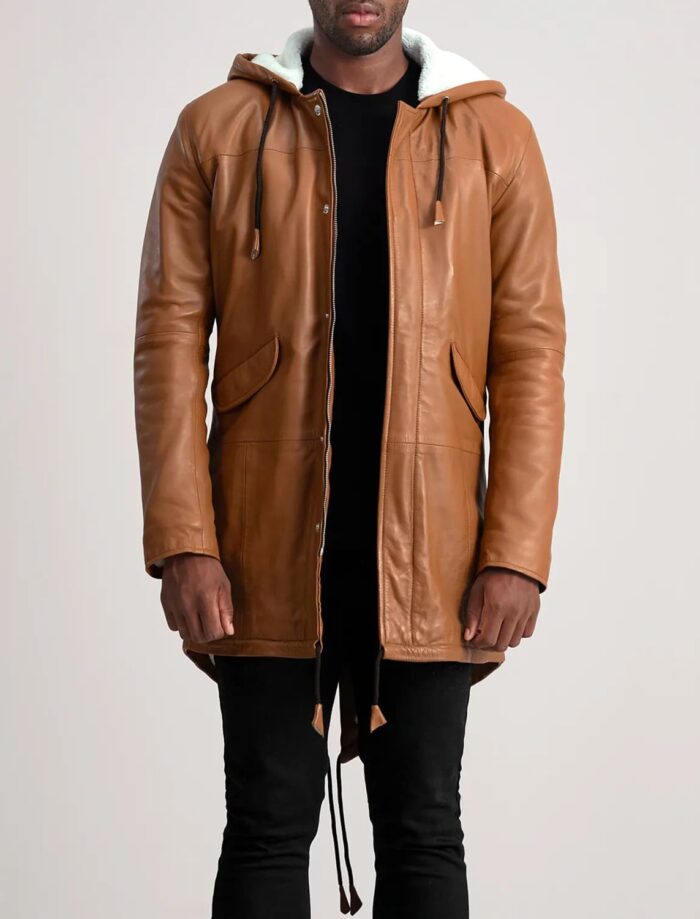 Ronan Tan Leather Parka for Men