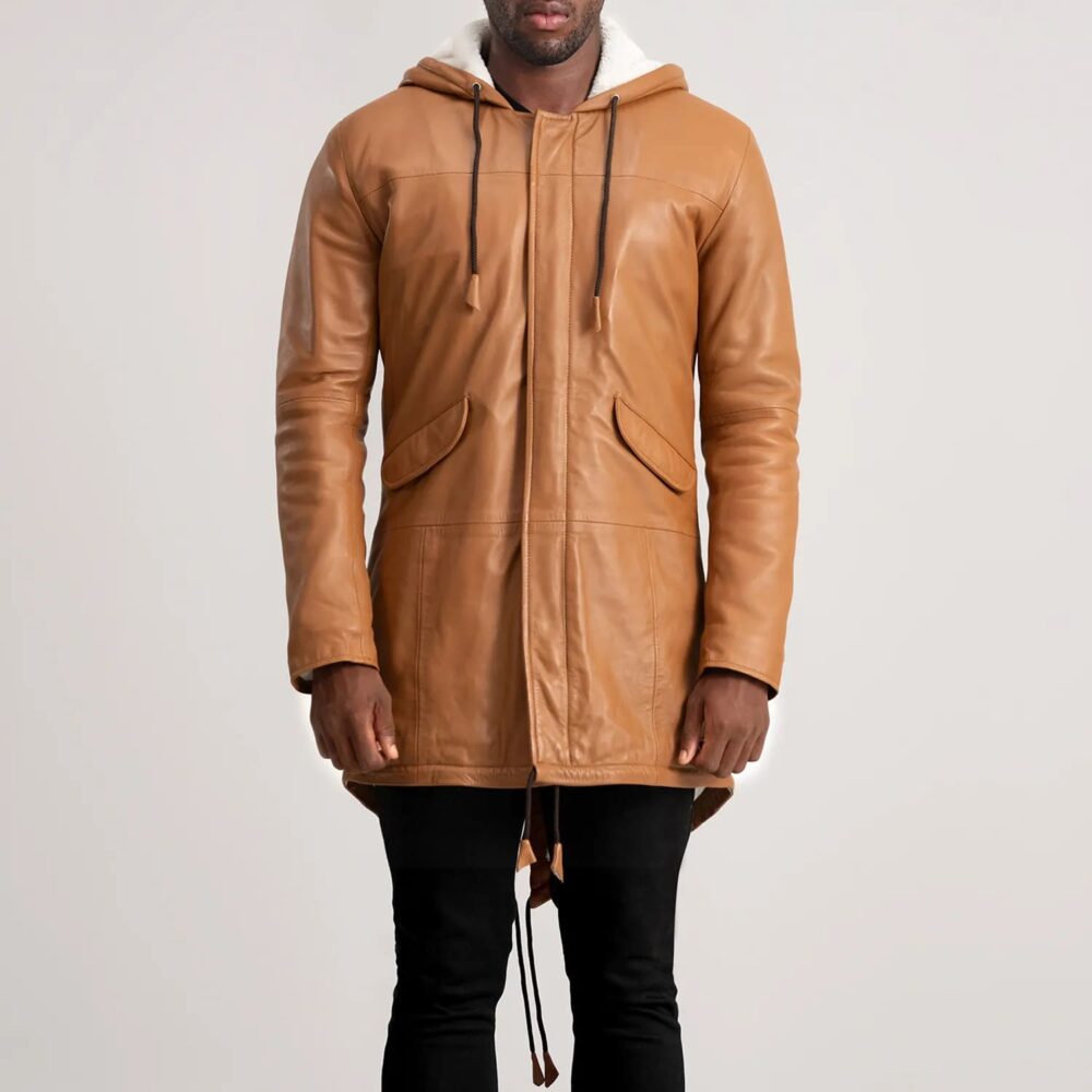 Ronan Tan Leather Parka for Men