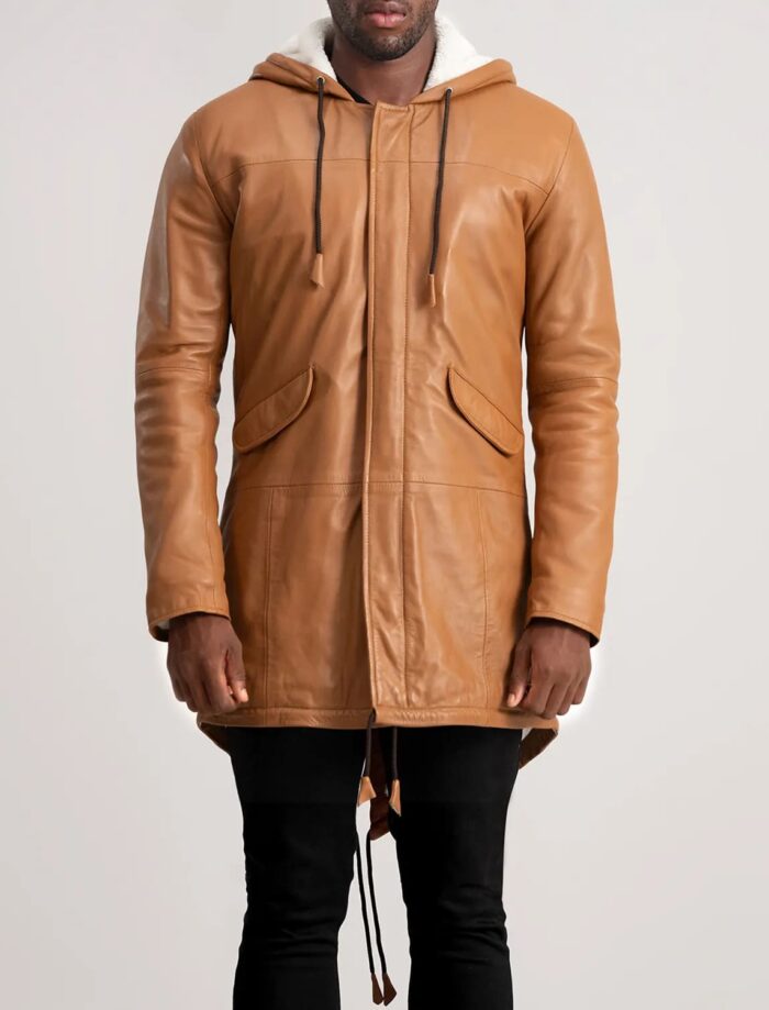 Ronan Tan Leather Parka for Men