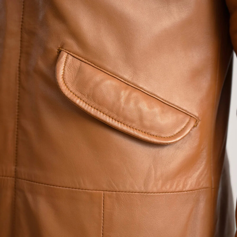 Ronan Tan Leather Parka for Men