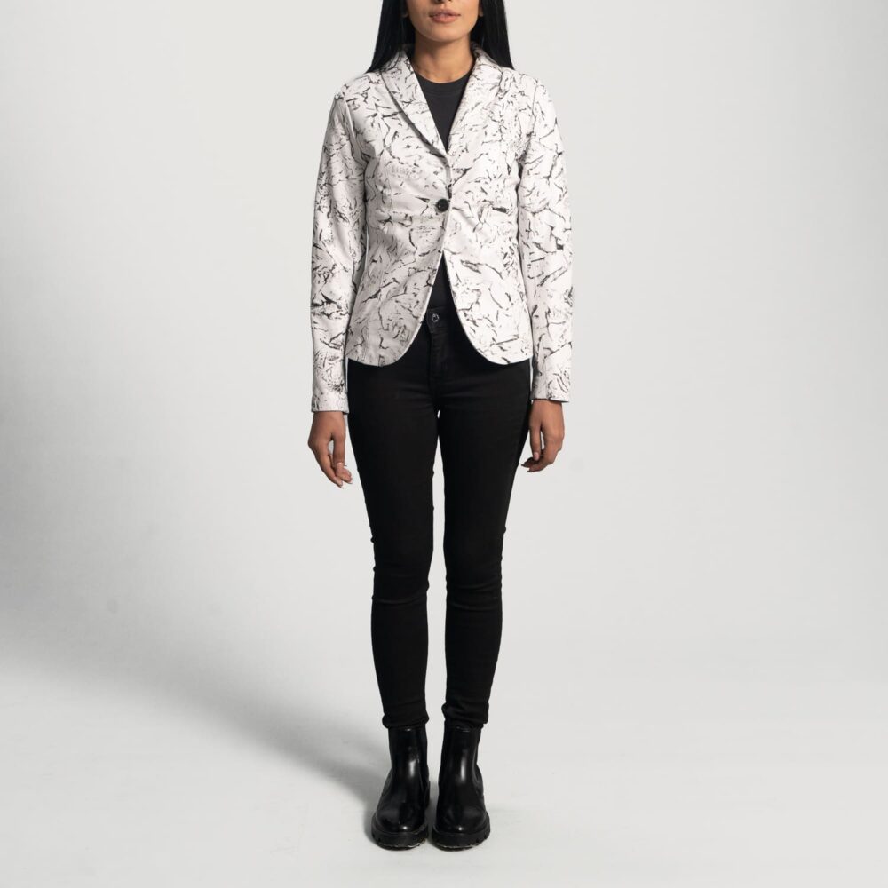 Vivienne White Leather Blazer for Women