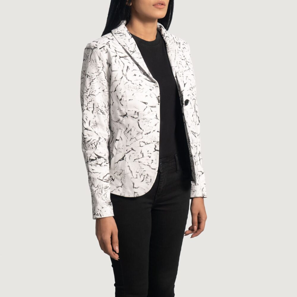 Vivienne White Leather Blazer for Women