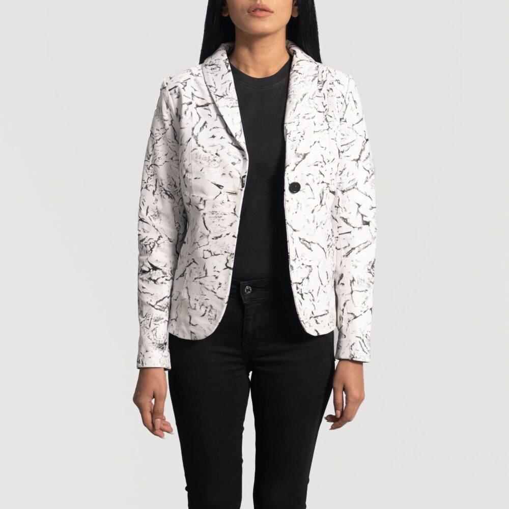 Vivienne White Leather Blazer for Women