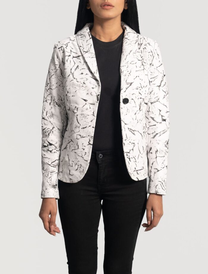 Vivienne White Leather Blazer for Women