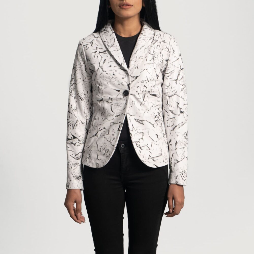 Vivienne White Leather Blazer for Women