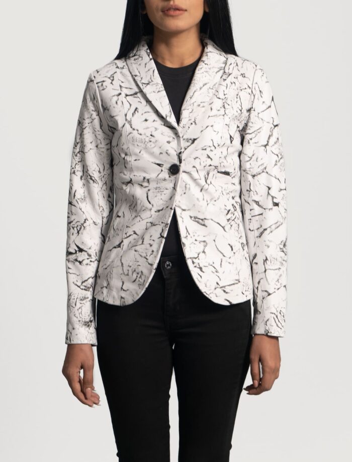 Vivienne White Leather Blazer for Women