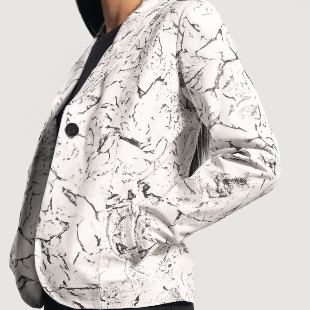 Vivienne White Leather Blazer for Women