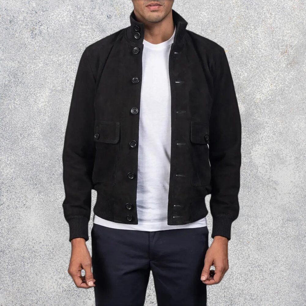 Easton Black Suede Bomber Jacket