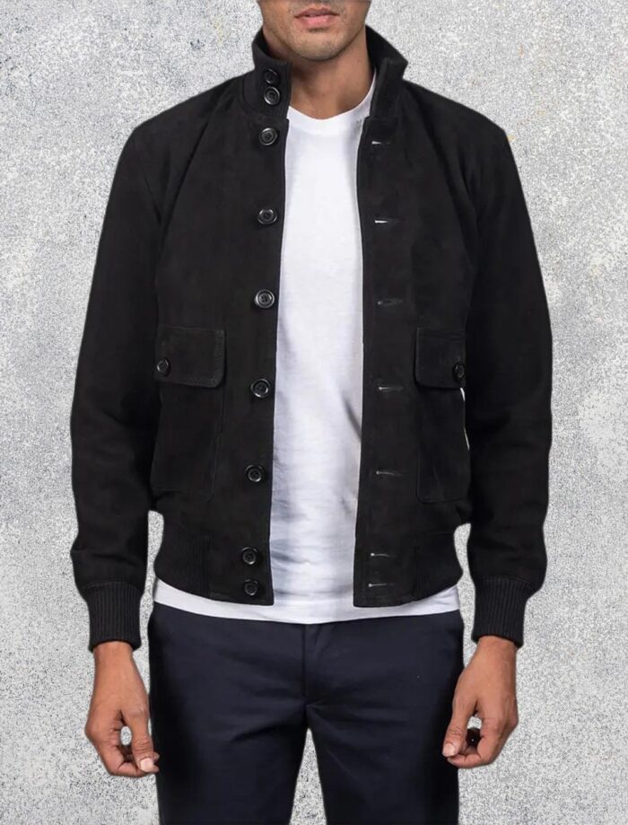 Easton Black Suede Bomber Jacket