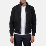 Easton Black Suede Bomber Jacket