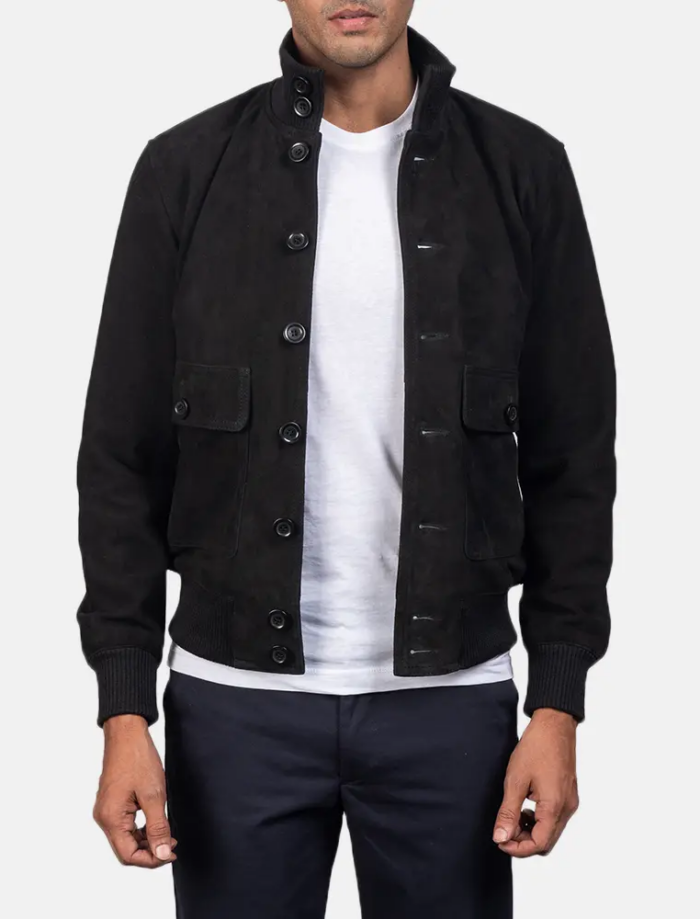 Easton Black Suede Bomber Jacket