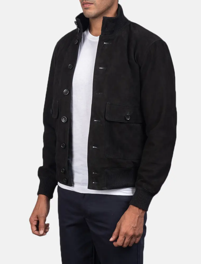 Easton Black Suede Bomber Jacket