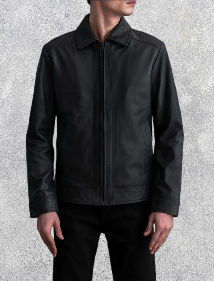 Eclipse Matte Black Leather Jacket for Men