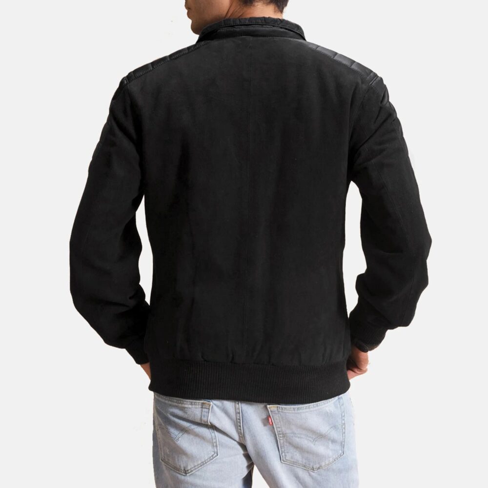 Zenith Black Men's Hybrid Suede Bomber Jacket