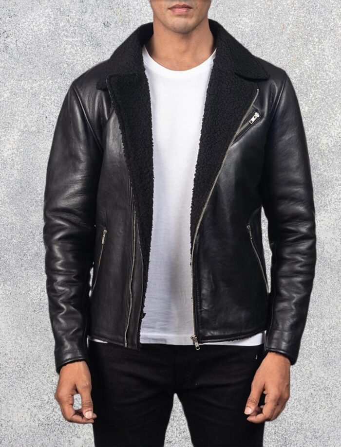 Everett Shearling Black Men's Sheepskin Leather Jacket