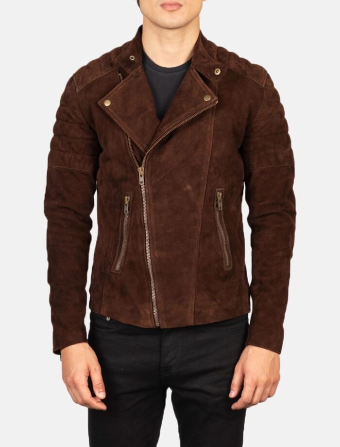 Axel Noir Men's Leather Biker Jacket – Mocha Suede