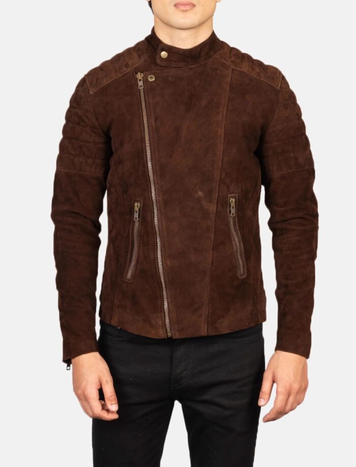 Axel Noir Men's Leather Biker Jacket – Mocha Suede