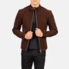 Ariston Quilted Brown Suede Biker Jacket