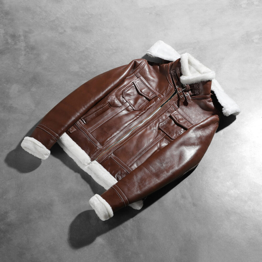 Selene Brown Shearling Hooded Leather Jacket for Women