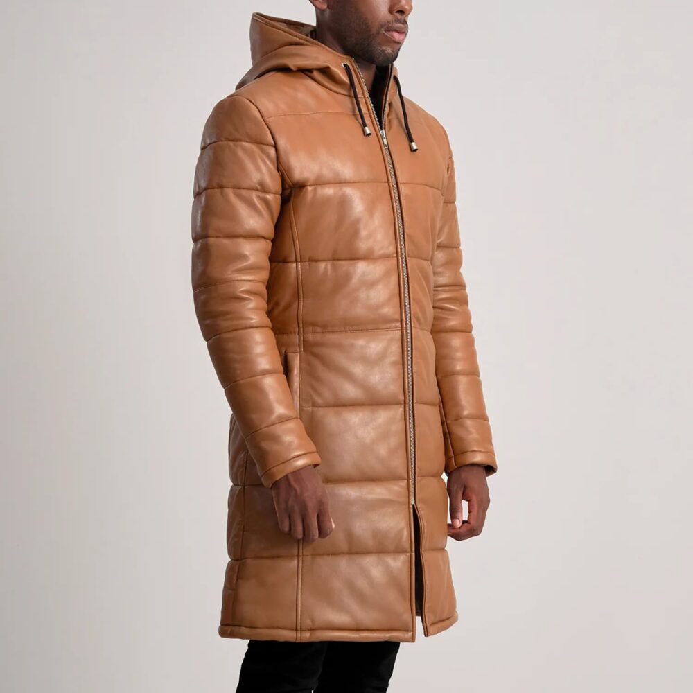 Kian Tan Hooded Leather Puffer Coat for Men