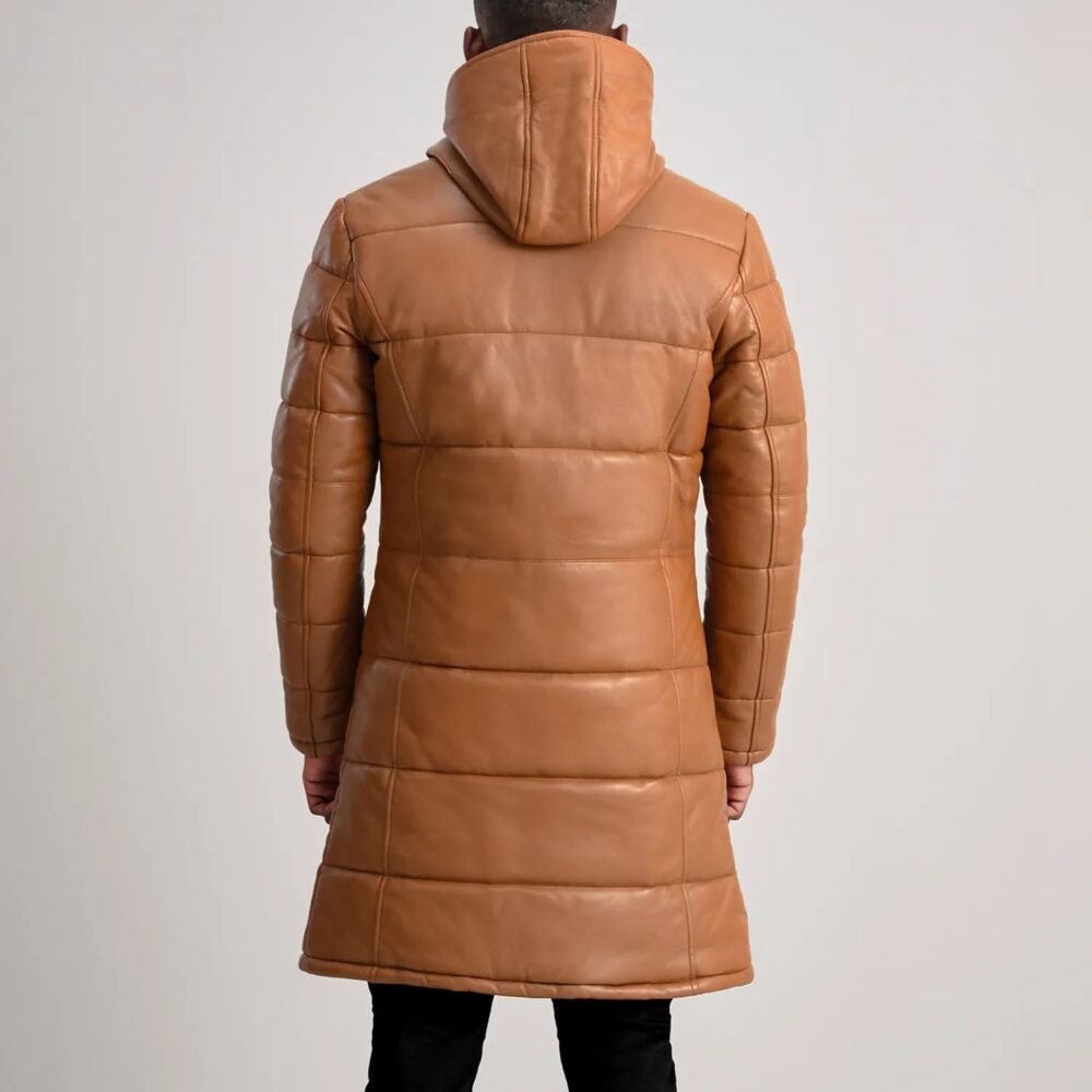 Kian Tan Hooded Leather Puffer Coat for Men