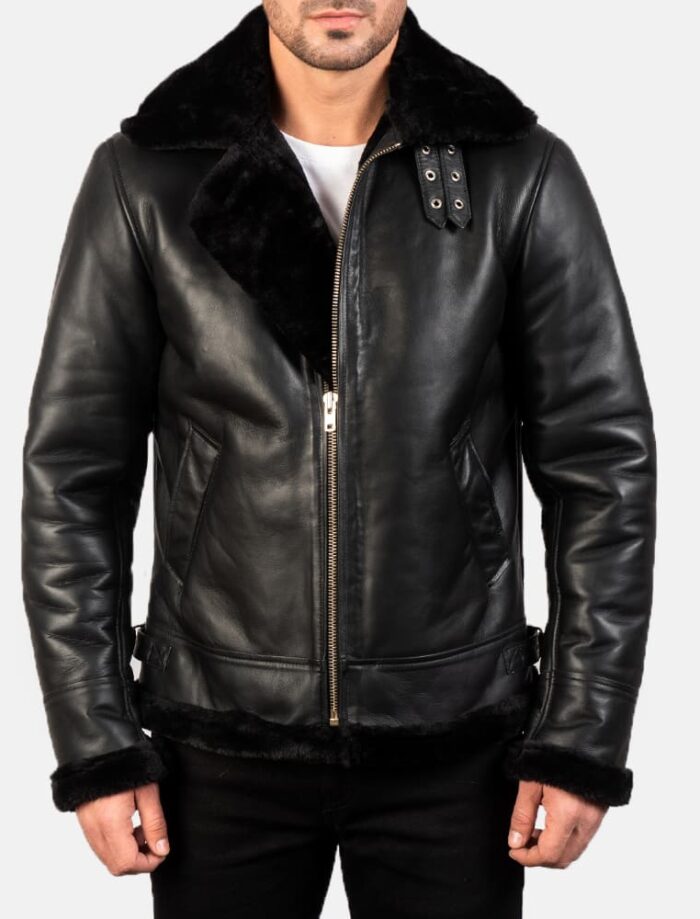 Barrow B-3 Black Leather Bomber Jacket