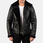 Barrow B-3 Black Leather Bomber Jacket