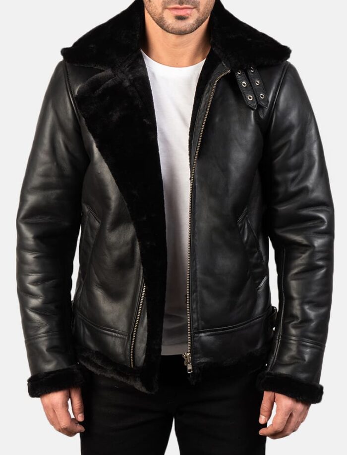 Barrow B-3 Black Leather Bomber Jacket