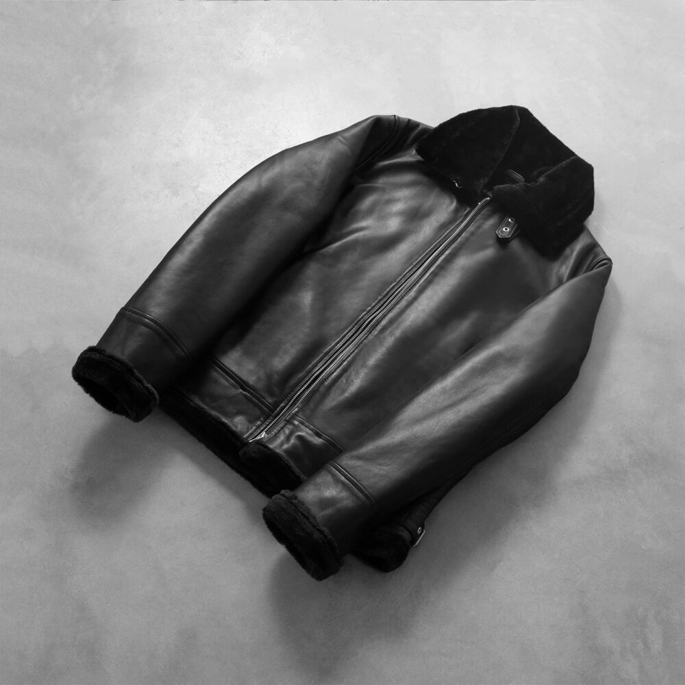 Barrow B-3 Black Leather Bomber Jacket