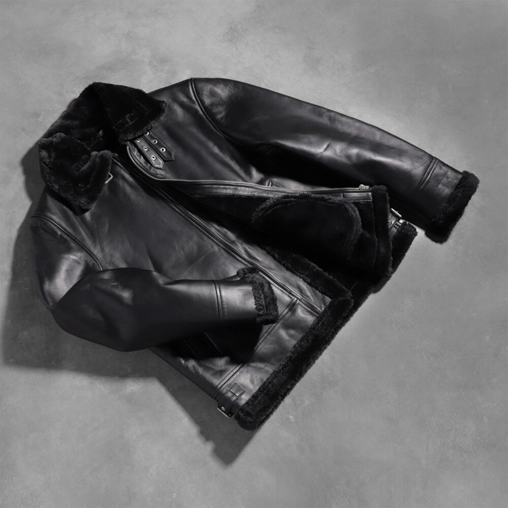 Barrow B-3 Black Leather Bomber Jacket